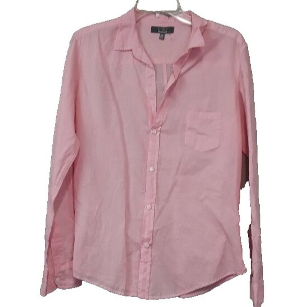 GRAY Saks Fifth Avenue Womens Shirt Medium Pink Button Up Long Sleeve‎ Preppy